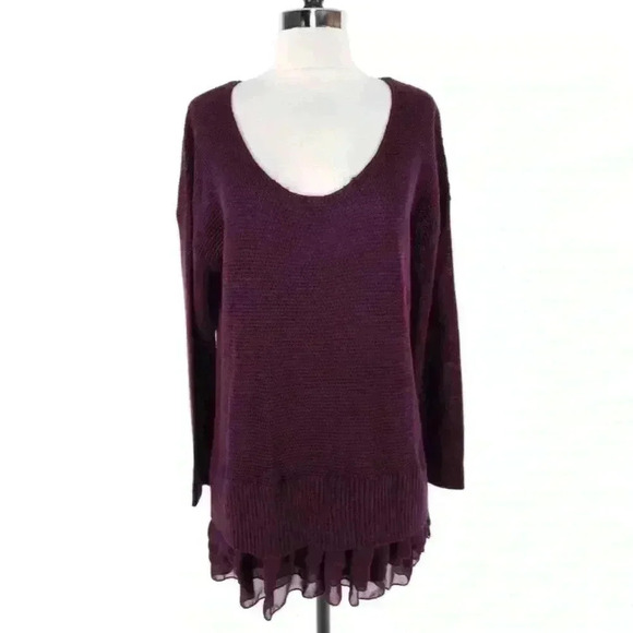Soft SURROUNDINGS Knit Layered mixed media Pullover Sweater Size XS​ - Picture 1 of 9